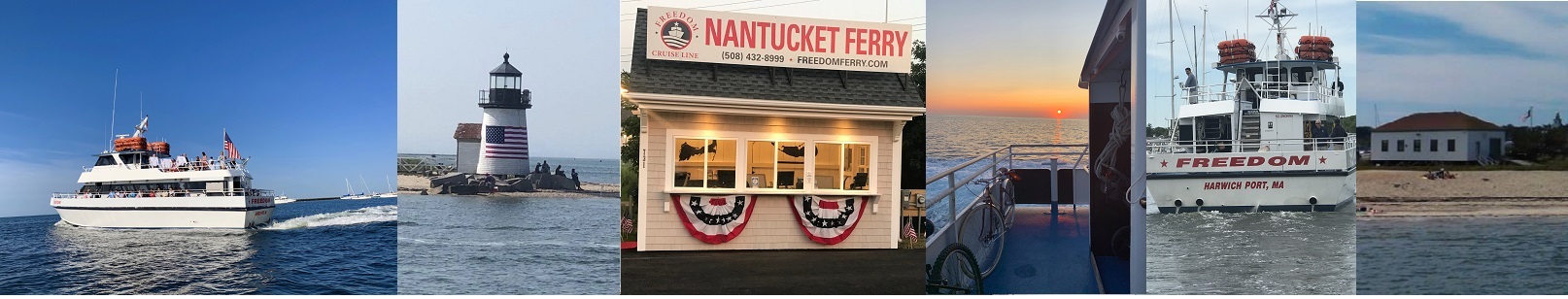 Freedom Ferry cruising by Nantucket Island lighthouse